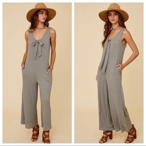 Sleeveless striped wide leg jumpsuit